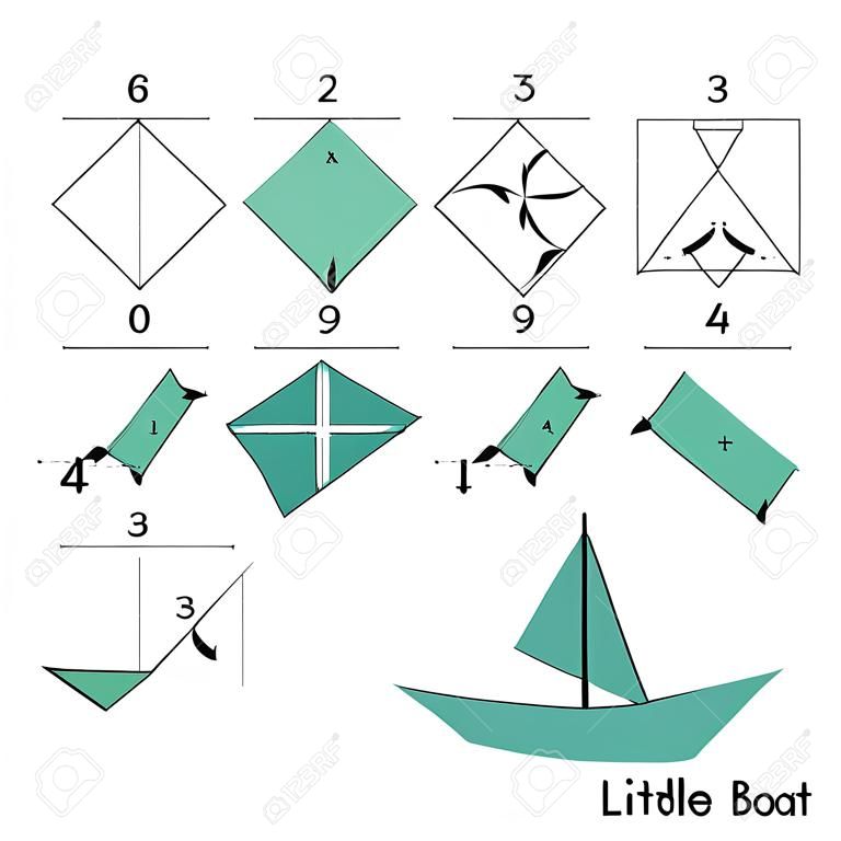 一步一步的指示如何折纸的小船