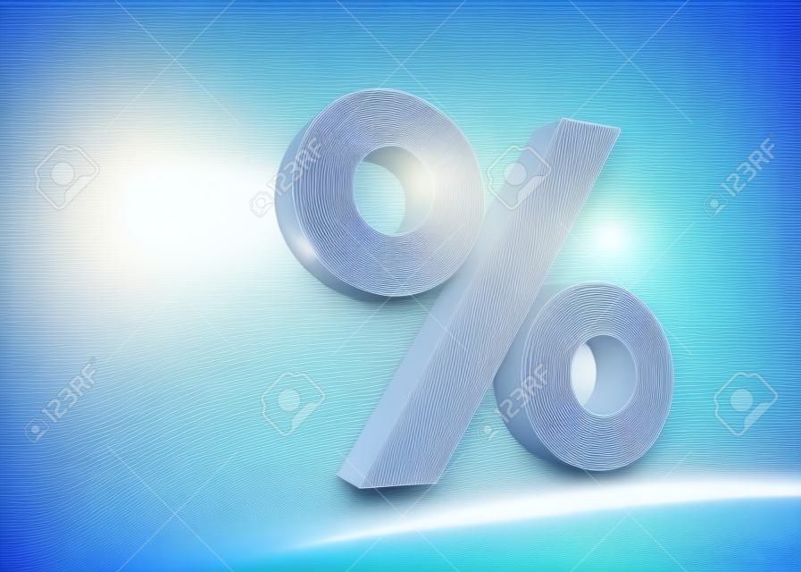 Seasonal sales blue background with percent discount pattern. 3D illustration