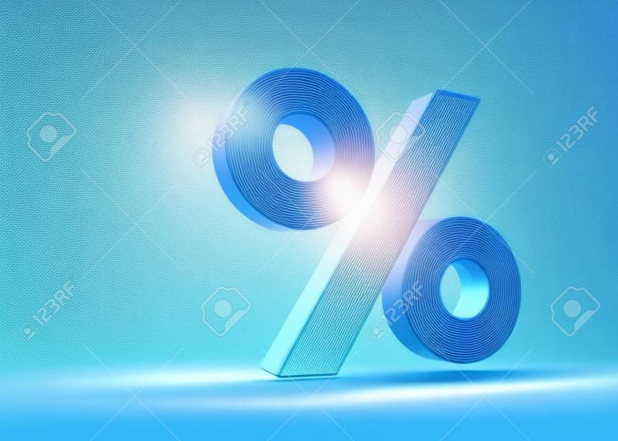 Seasonal sales blue background with percent discount pattern. 3D illustration