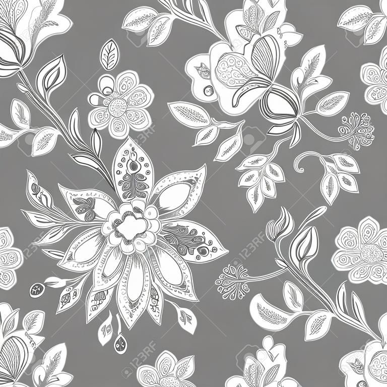 Elegance Seamless pattern with ornament vector floral illustration in vintage style