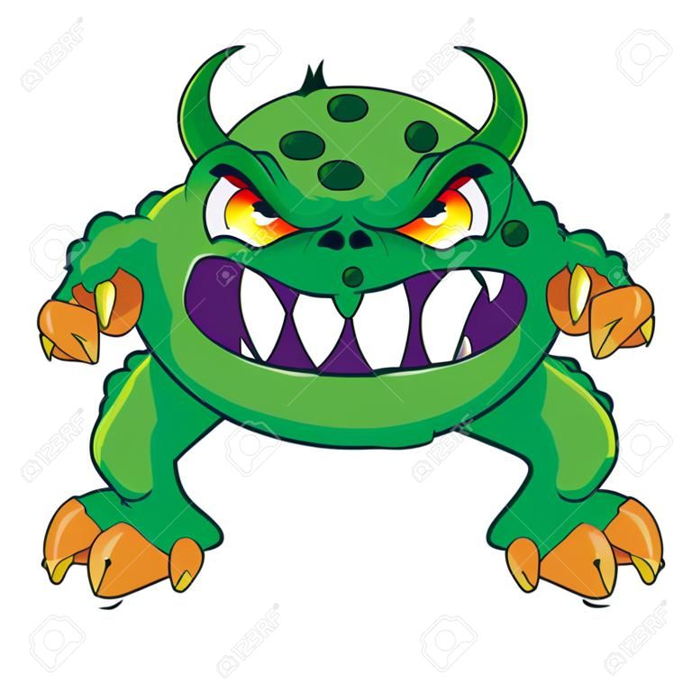 illustratie van een boos groen monster