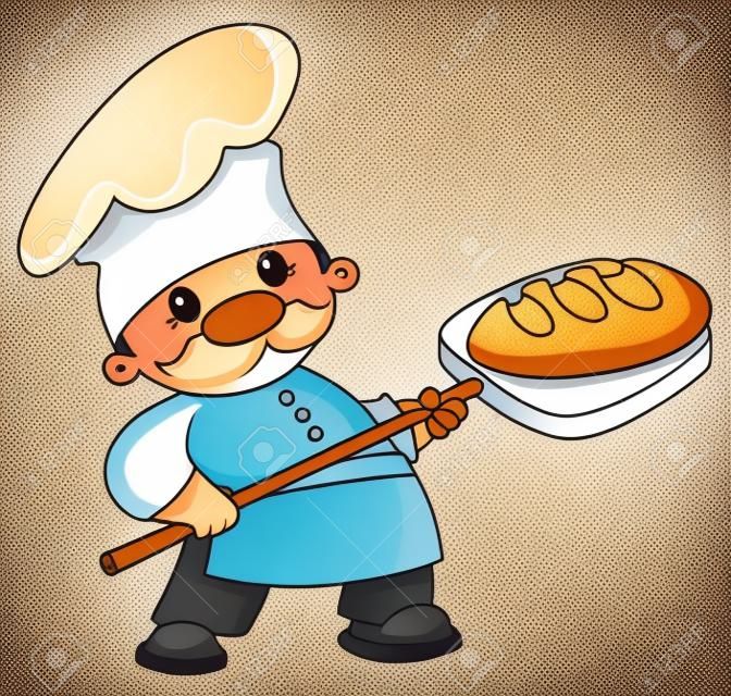 Ilustracja piekarz z chlebem