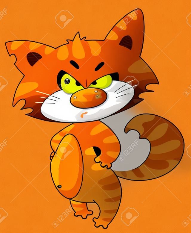 ilustracja zły kot pomarańczowym