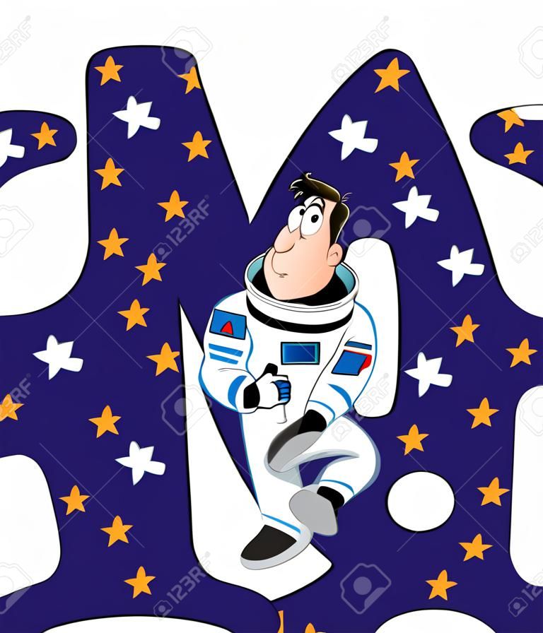 illustration of a letter A astronaut