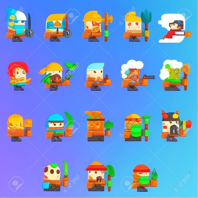 RPG Adventure Mobile Tablet PC Web Game Screen Concept Characters Flat Design Cartoon Magic Fairy Tail Icon Vector illustration