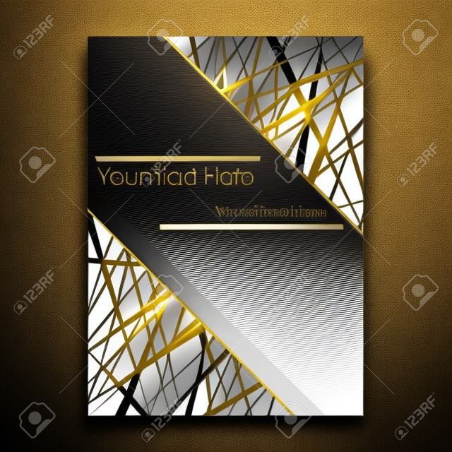 black and golden white page abstract futuristic  template geometric 3d lines dioganal book cover, menu design , card decorstion silver and white deep page concept for web and print.
