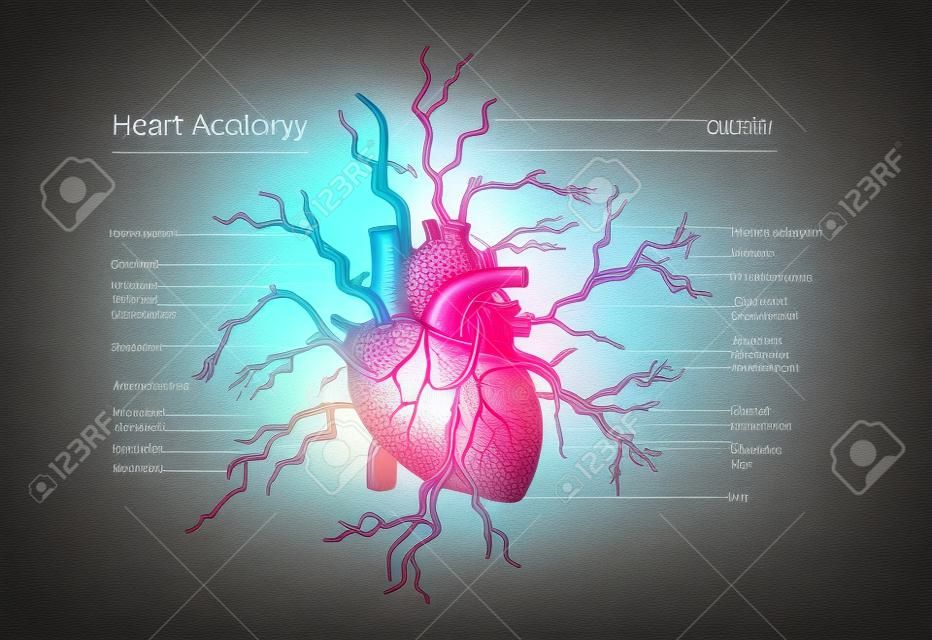 心臓解剖学ベクトルイラストレーション