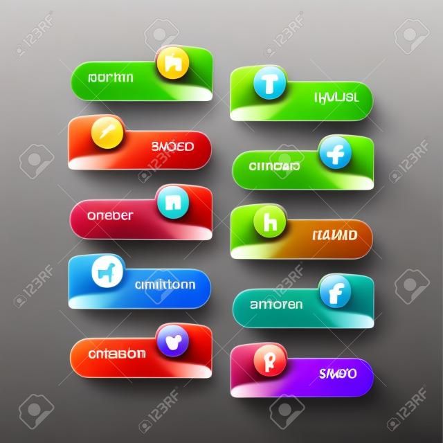 Botón moderno pancarta con el icono social de las opciones de diseño.