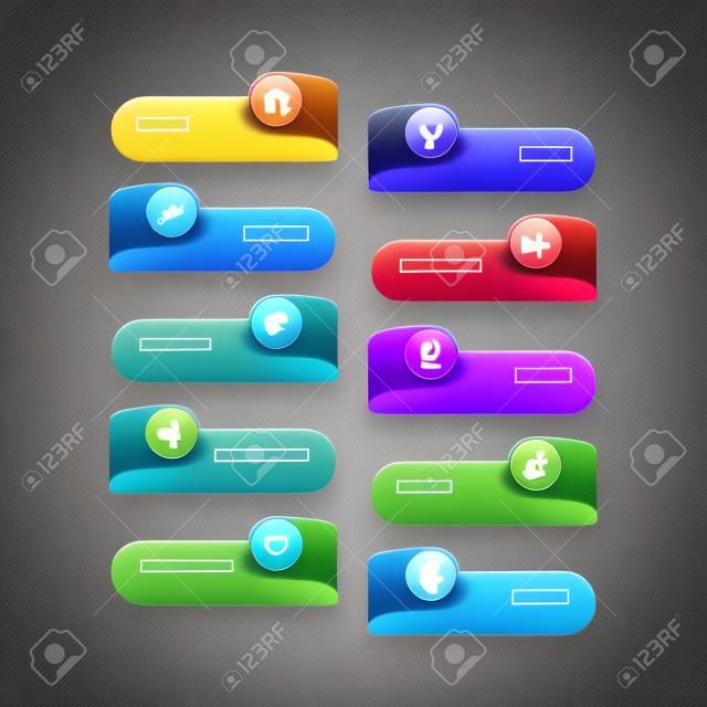 Modern banner button with social icon design options. 