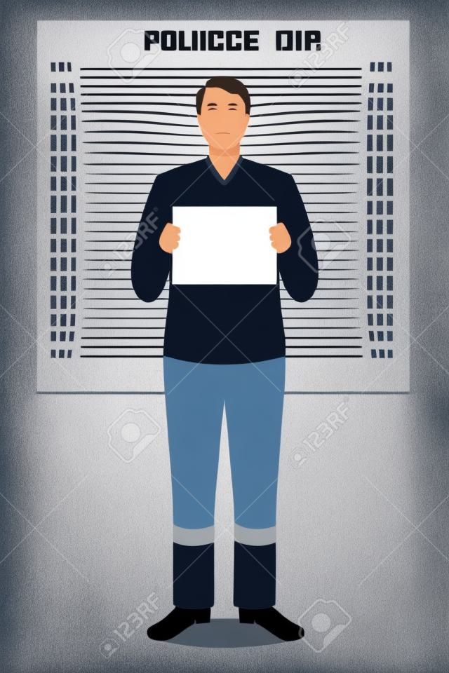 Prisoner in police lineup backdrop illustration vector