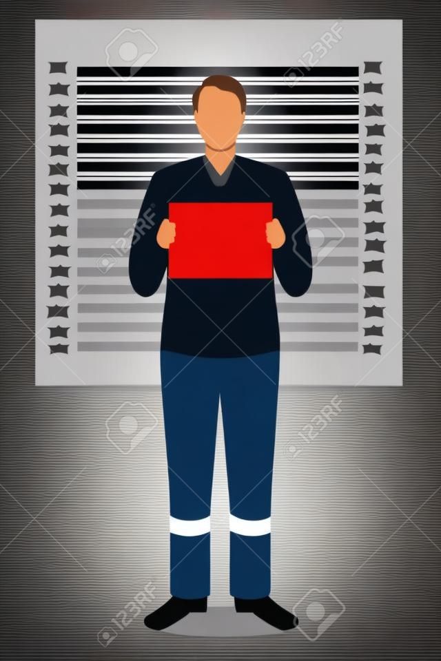 Prisoner in police lineup backdrop illustration vector