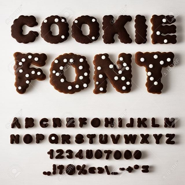 Cookies police. Biscuits au chocolat Gouttes alphabet. Lettres de cookies. lettrage alimentaire. typographie comestible. Baking ABC. Crackers et gruau pâtisserie