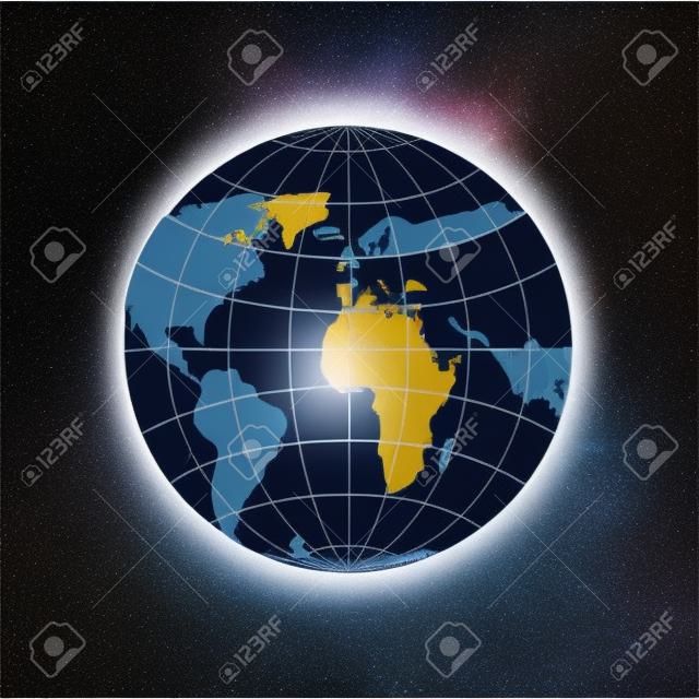 Planet Erde Globus. Modell der Kugel. Astronomische Objekte oder Himmelsatlas