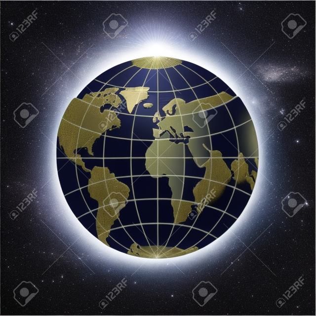 Planet Erde Globus. Modell der Kugel. Astronomische Objekte oder Himmelsatlas