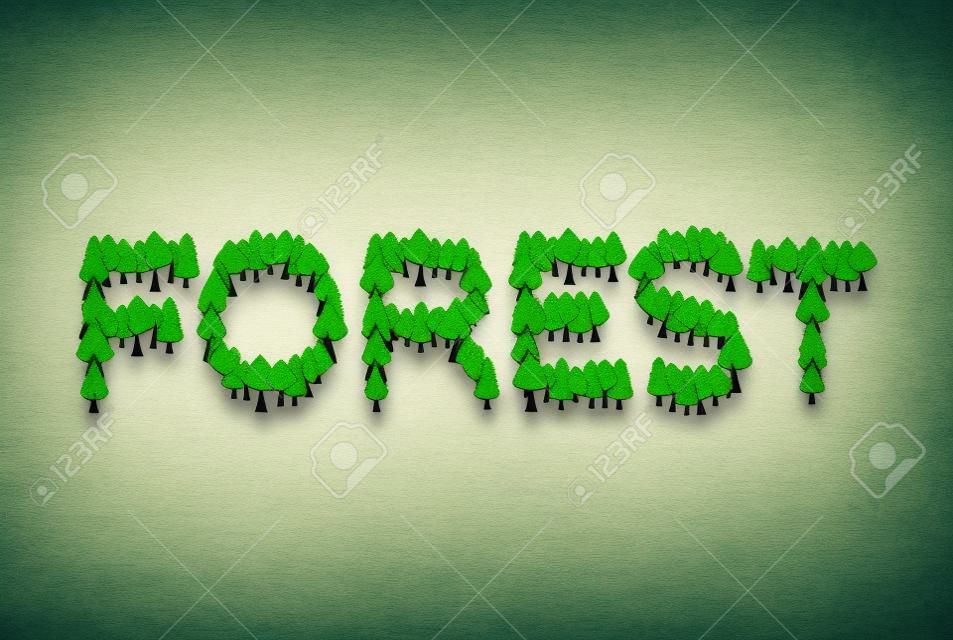 Forest lettering. Letters from trees. Nature typography