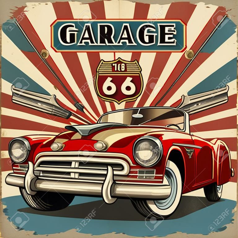 Weinlese-Garage Retro Plakat