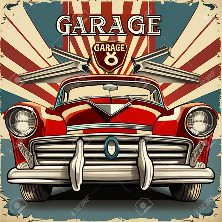 Cartaz retro de garagem vintage