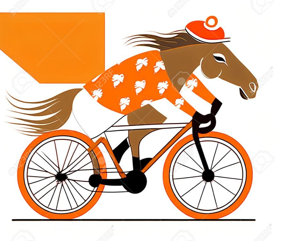 A Dappled Horse Riding a Bicycle. Cycle Caricature. Funny  illustration of a cycling horse.