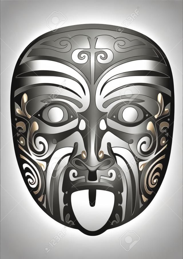 Illustrazione vettoriale di maschera maori isolato.