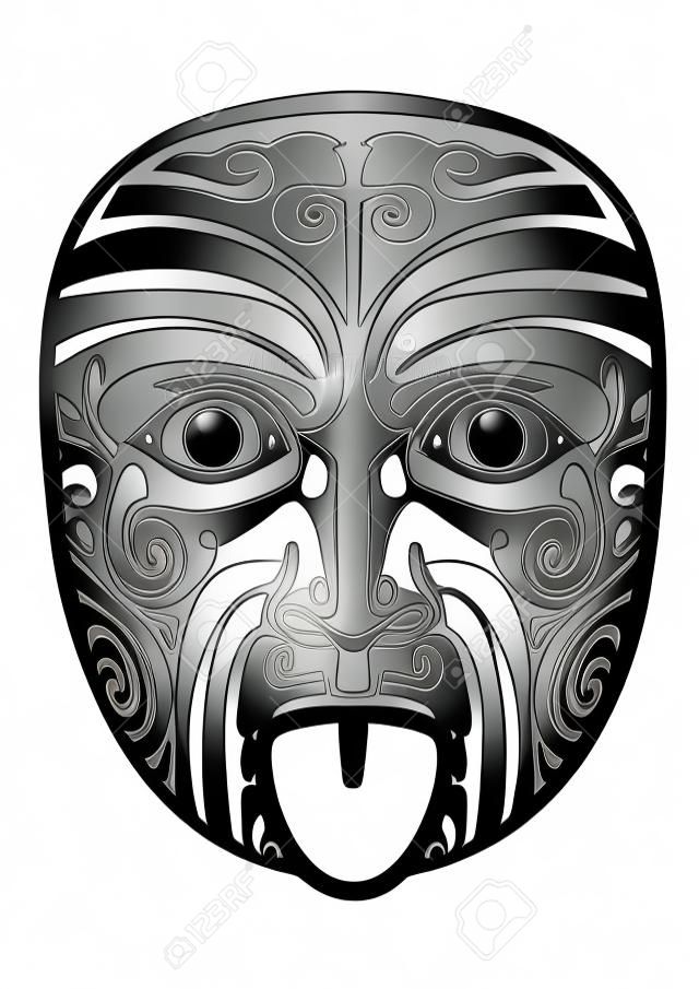 Illustrazione vettoriale di maschera maori isolato.