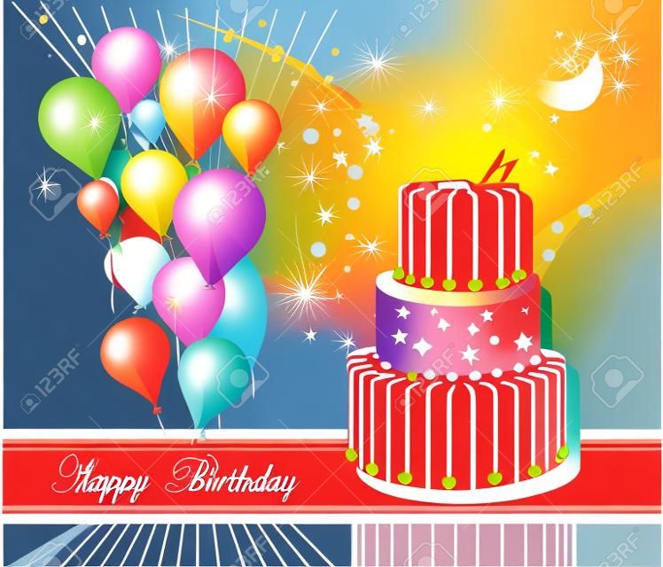 Ilustración vectorial de una tarjeta de felicitación del feliz cumpleaños