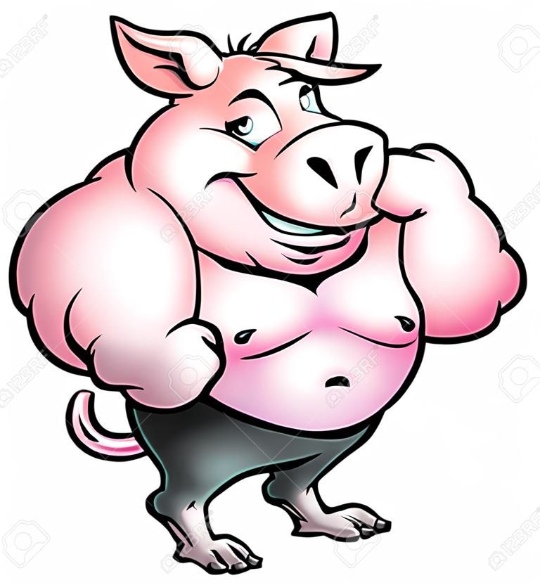 Fuerte Bodybuilder Cerdo de Mascotas