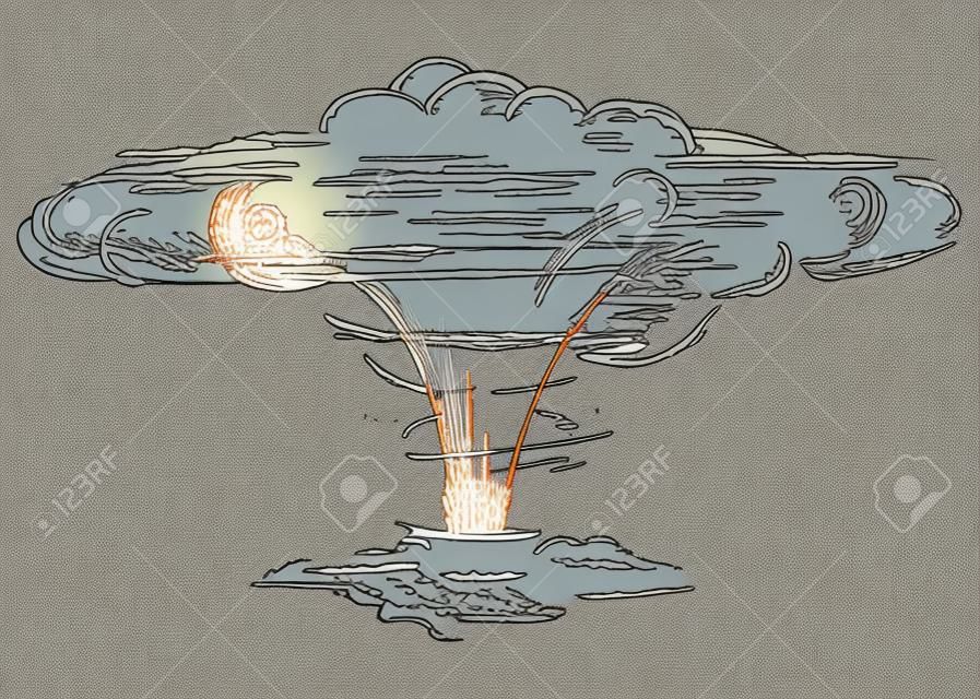 Explosion atomique. Le style Doodle