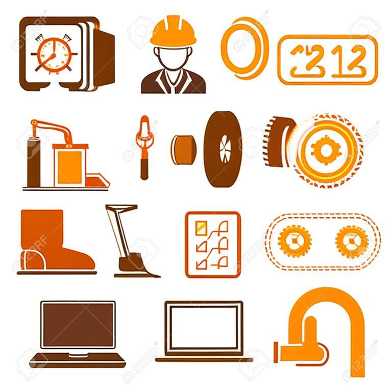 промышленные иконки управления, инженерные иконы, оранжевая иконки тематические