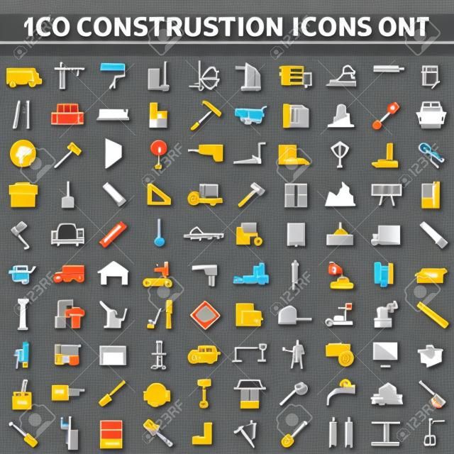 conjunto de iconos de la construcción, 100 iconos, iconos de las herramientas de ingeniería
