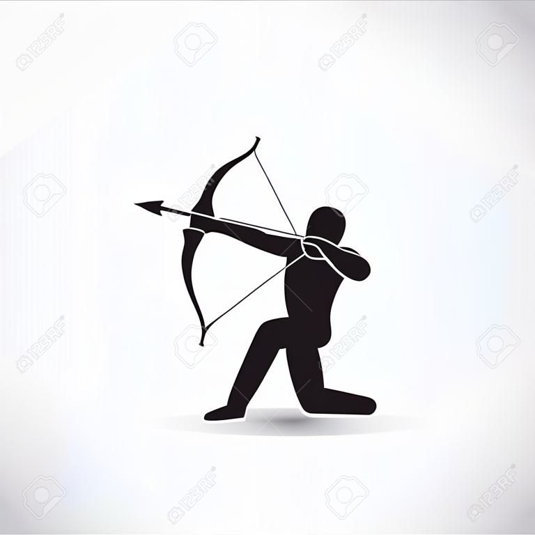 archer shoots arrow vector illustration