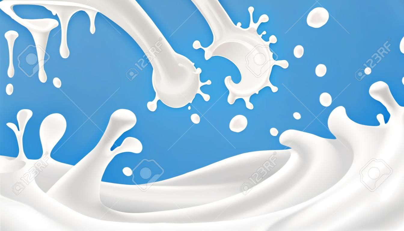 Realistische Clear Milk Splash Template voor reclame. EPS10 Vector