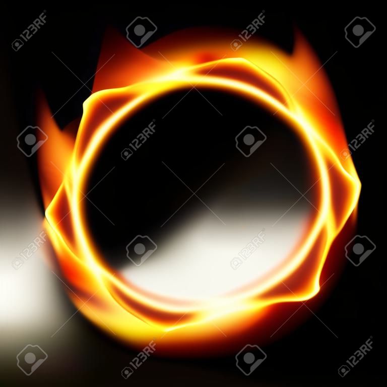 Realistic Abstract Fire Ring On Black Background