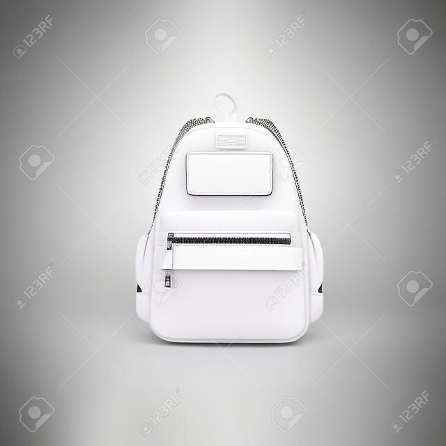 3D Blank White Closed Backpack With Zipper
