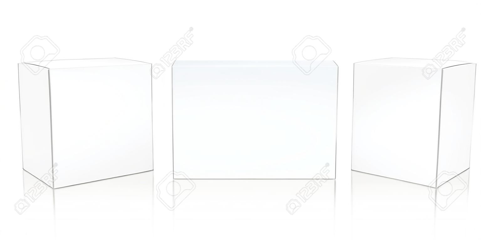 3D White Clear Mini Boxes Verpakking Geïsoleerd