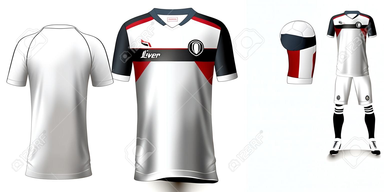 Soccer Jersey and Football Kit Presentation Mockup, The T-shirt Front and Back View and it is Fully Customization Isolated on Transparent Background, Can be used as a template with your own design.