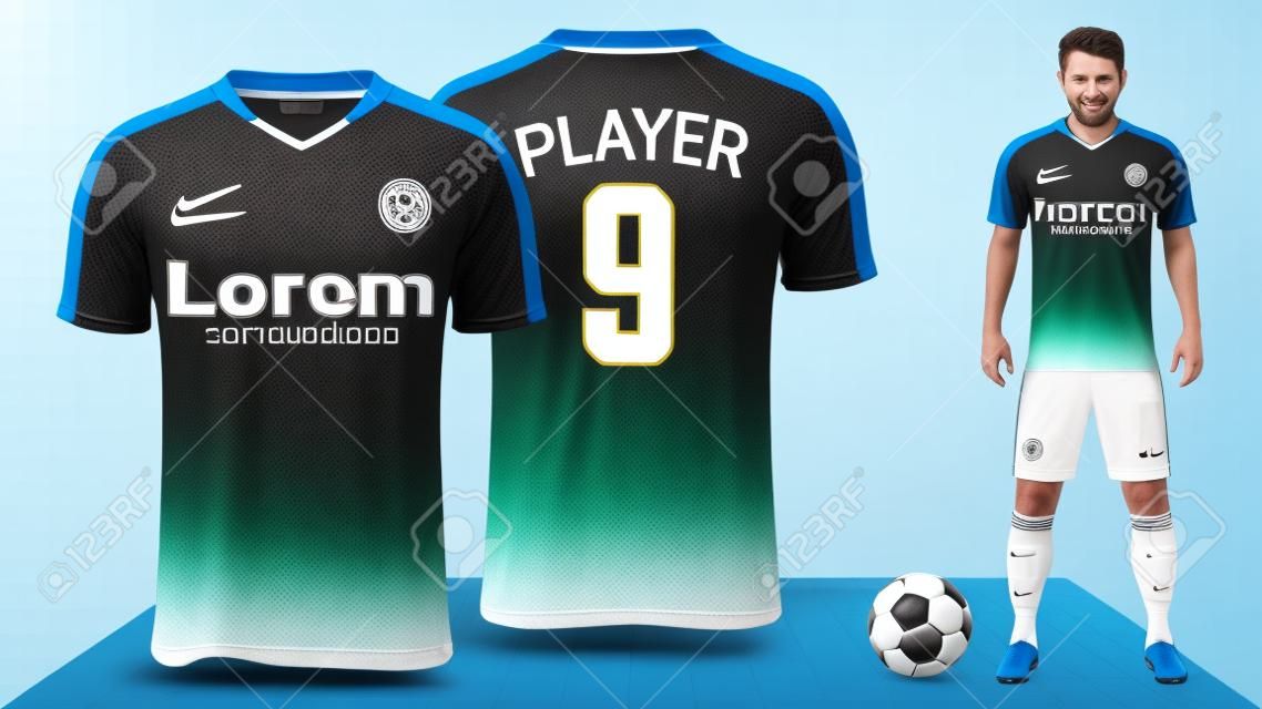 Soccer Jersey And Football Kit Presentation Mockup The Tshirt Front And Back  View And It Is Fully Customization Isolated On Transparent Background Can  Be Used As A Template With Your Own Design