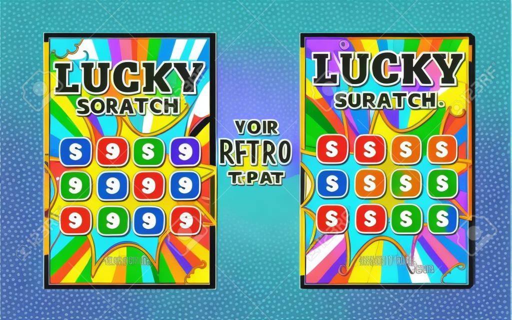 scratch off lottery card or ticket. Vector color design template