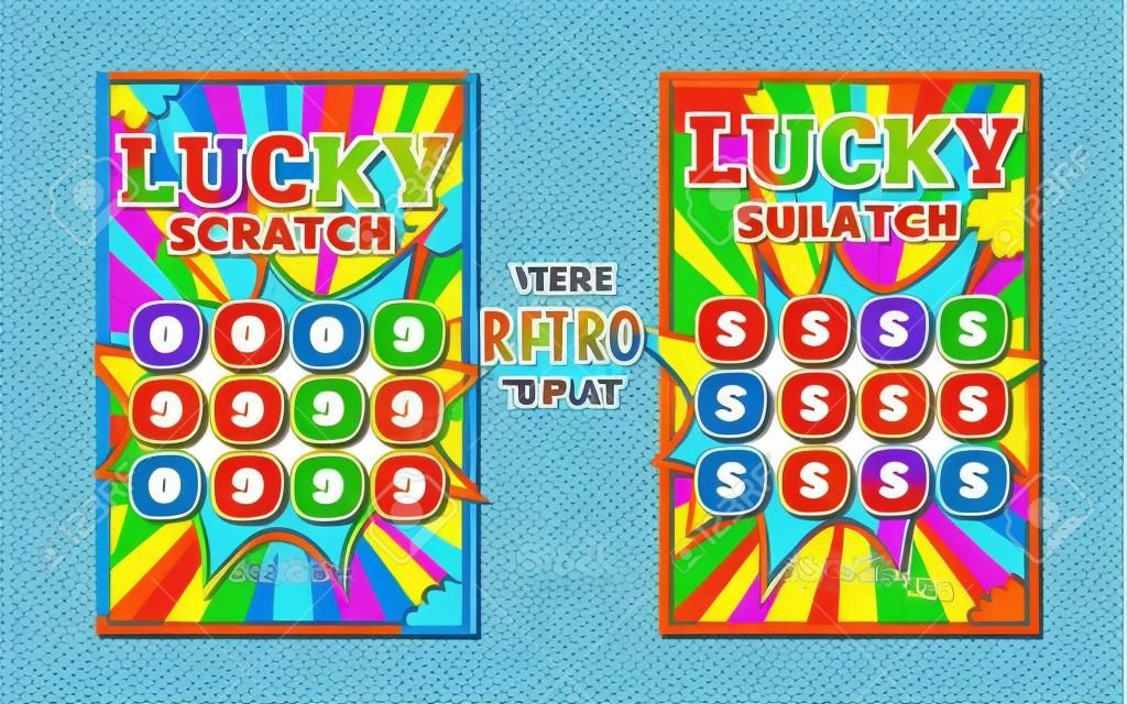 scratch off lottery card or ticket. Vector color design template