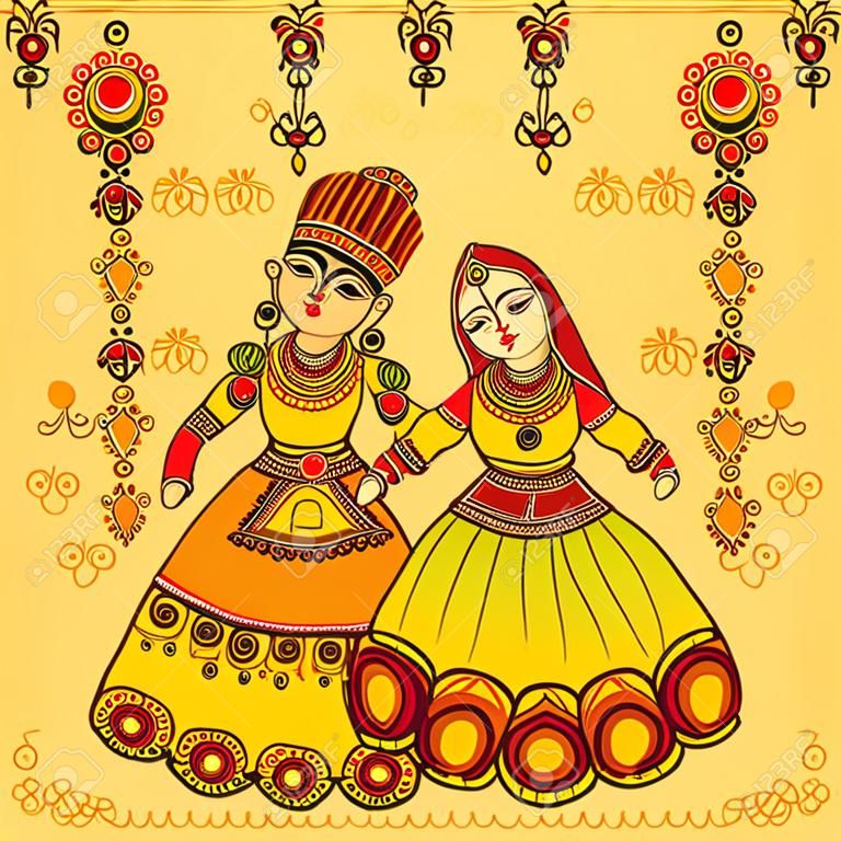 design of colorful Rajasthani Puppet in Indian art style