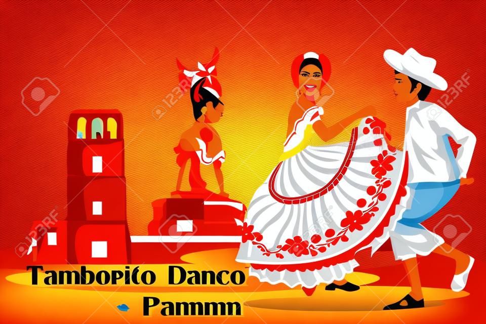 Vector design du couple panaméenne effectuer Tamborito danse du Panama