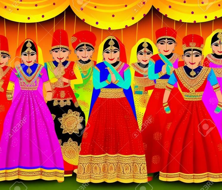 Векторный дизайн красочных раджастани марионеткой в ​​индийском стиле арт