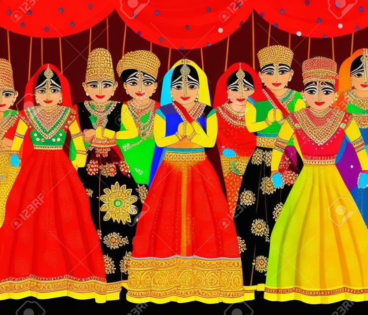 Векторный дизайн красочных раджастани марионеткой в ​​индийском стиле арт