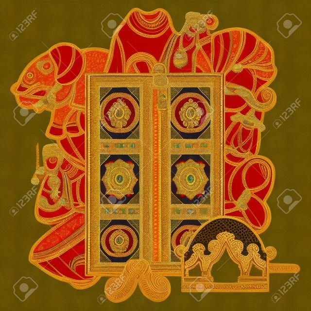 印度藝術風格的拉賈斯坦邦文化矢量設計