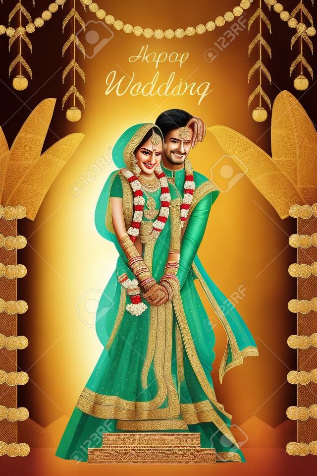 Индийская пара в свадебной церемонии Индии