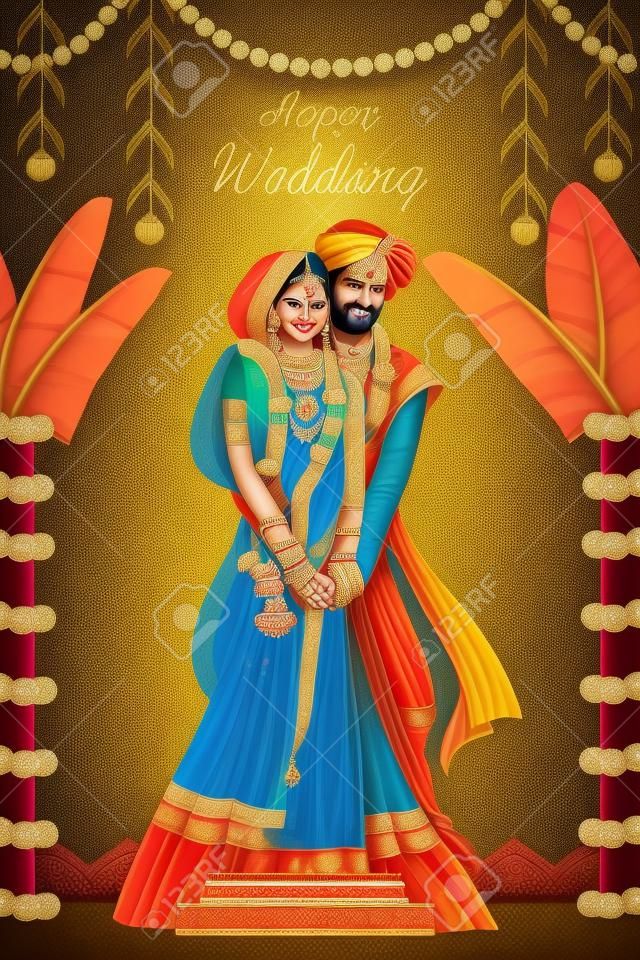 Индийская пара в свадебной церемонии Индии