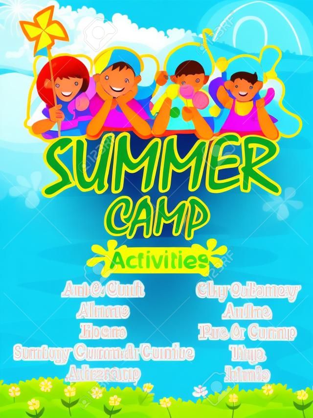 Banner poster design template for Kids Summer Camp activities