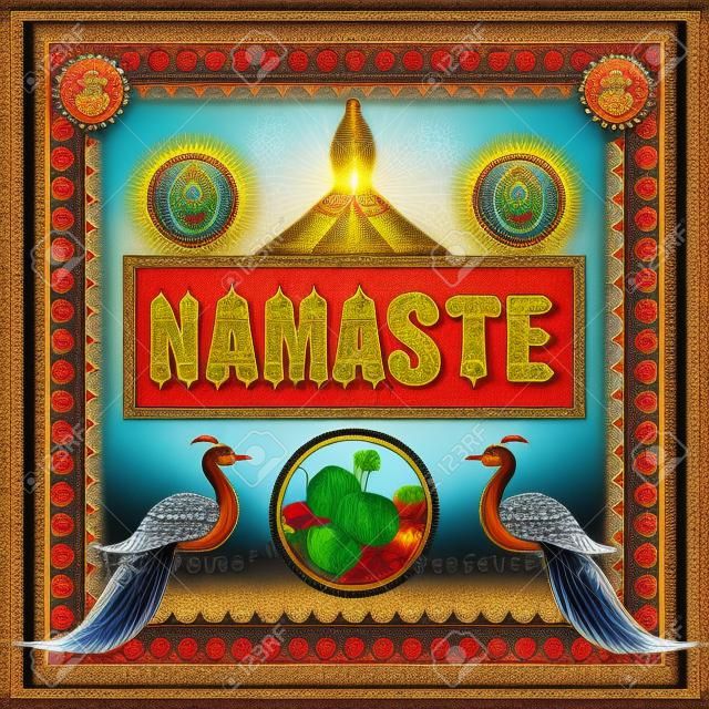 Namaste background in Indian Truck Art style