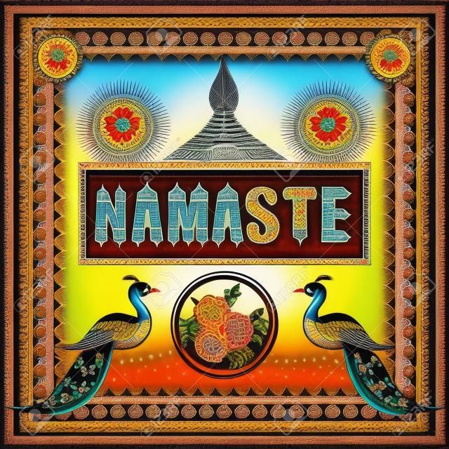Namaste antecedentes en el estilo de Indian Truck Art