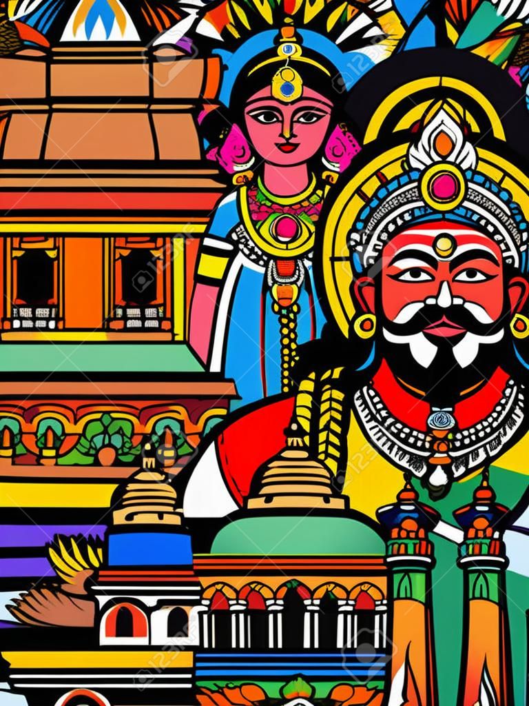 Векторный дизайн красочного культурного дисплея штата Карнатака в Индии