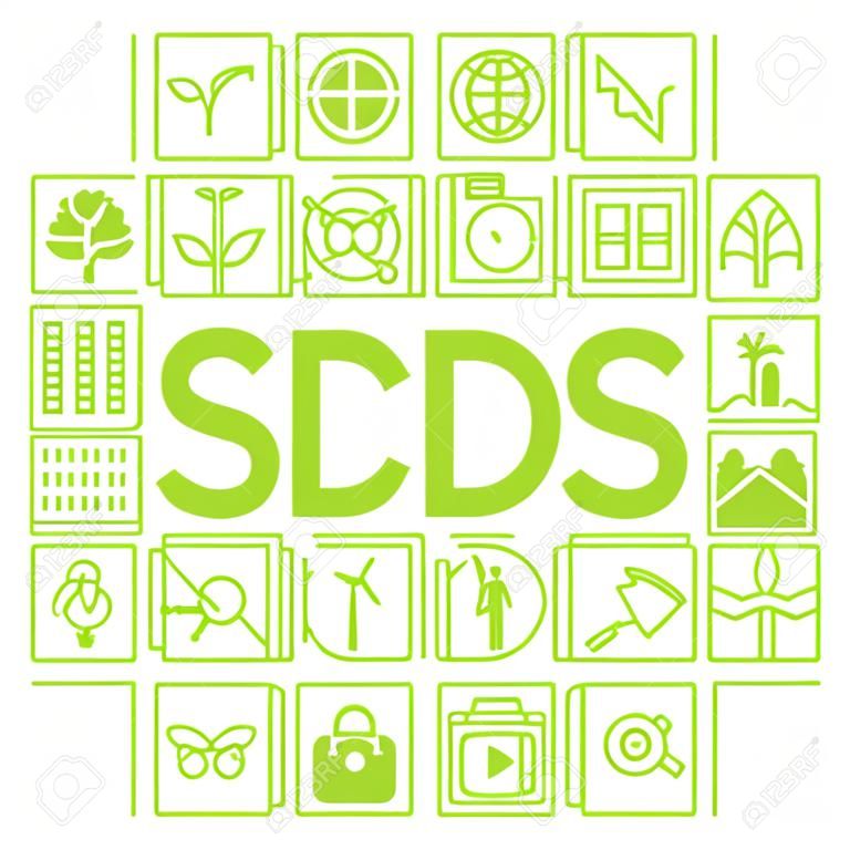 Cartão de ícone vetorial dos ODS. Objetivos de desenvolvimento sustentável.